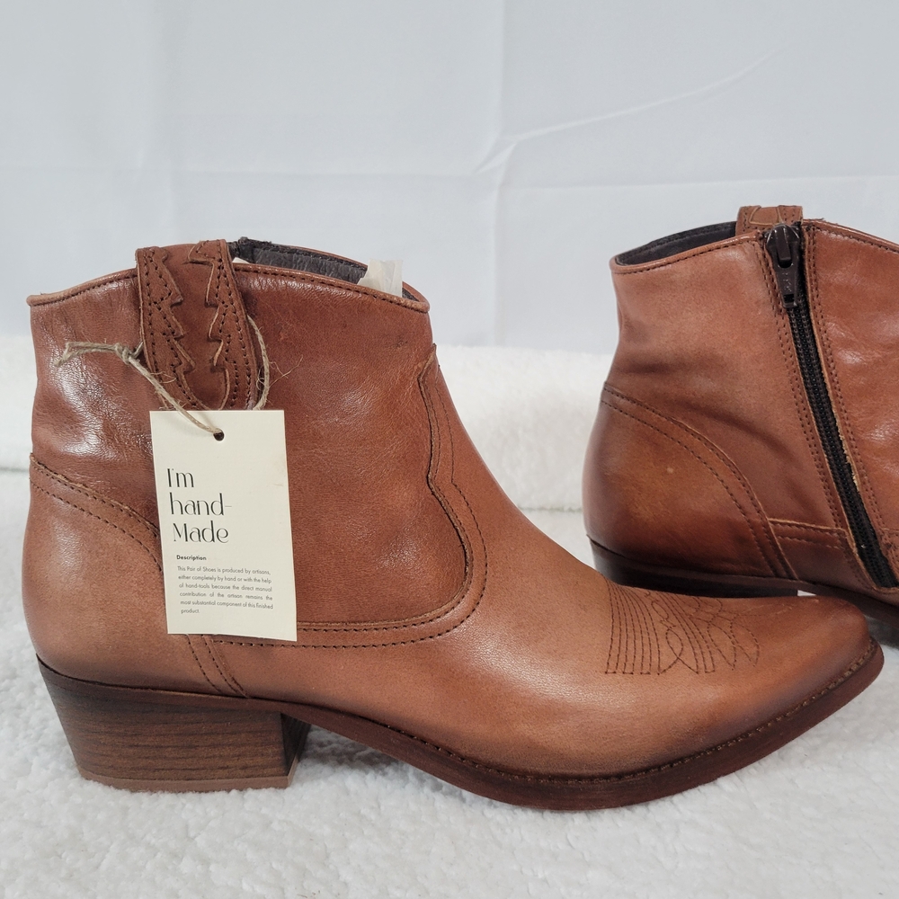 Apropo Leather Ankle Boots Bootie Pointed Toe Chic Western Style Wms Sz 9 Shoes - Picture 7 of 16